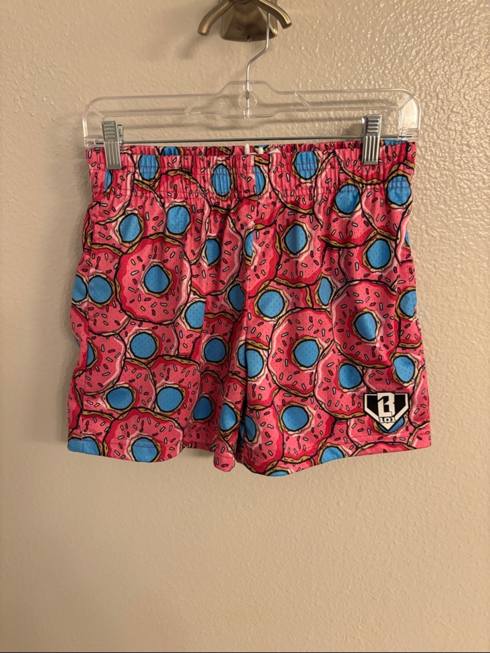 Baseball 101 Donut Print Pink & Blue  Shorts